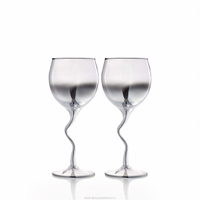 Набор 2 бокала для вина 400 мл "Омбре Дымка" изогнутая ножка, фотография 0. Интернет-магазин ЛАВКА ПОДАРКОВ